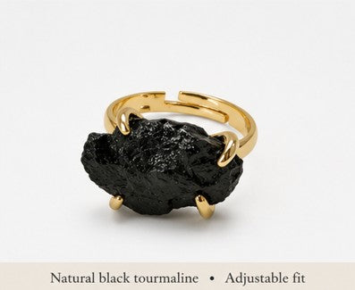 Black Tourmaline Adjustable Ring