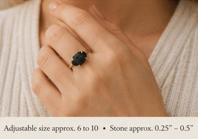 Black Tourmaline Adjustable Ring